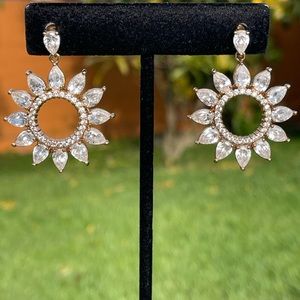 Sunflower Gold Tone Cubic Zirconia JC Thailand Earrings